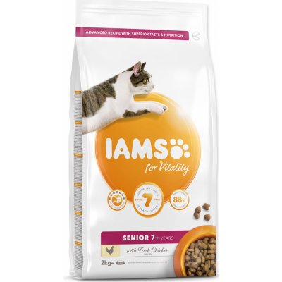 Iams for Vitality Senior Cat Food with Fresh Chicken 2 kg – Zboží Mobilmania