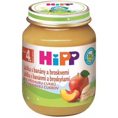 HiPP BIO Jablka s banány a broskvemi 120 g – Zboží Mobilmania