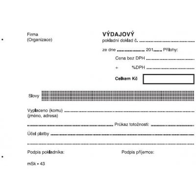 MSK 43 Výdajový pokladní doklad - jednoduchý A6 – Zboží Mobilmania