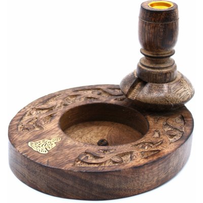 Ancient Wisdom Stojan na Vonné Kužely Tekoucí Kouř Mangové Dřevo Malý Buddha – Zboží Mobilmania