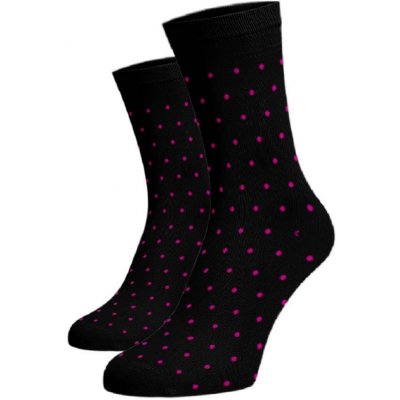 Vysoké puntíkované ponožky růžový Černá Bavlna – Zboží Mobilmania