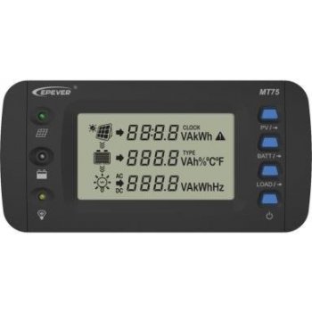 EPEVER MT75 Externí displej, pro solární regulátory a invertory EPsolar/EPever, 4,7" LCD, 2x RJ-45 (RS-485), 1x 2pin suchý kontakt MT75