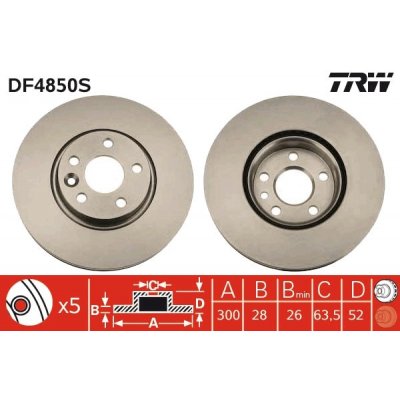 TRW Brzdový kotouč DF4850S – Zboží Mobilmania