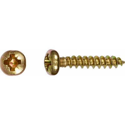 Uni vrut s půlkulatou hlavou PZ2 plný závit žlutě pozinkovaný 3,5 x 16 mm, 50 ks – Hledejceny.cz