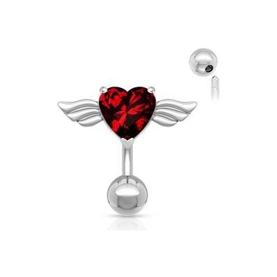 Šperky4U piercing do pupíku okřídlené srdce WP01006-R – Zboží Mobilmania