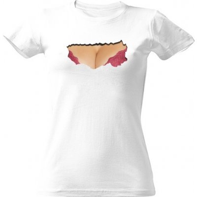 Tričko s potiskem Roztrhané tričko sexy žena bílá – Zboží Mobilmania