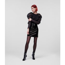 Karl Lagerfeld Faux Patent Leather Skirt hnědá