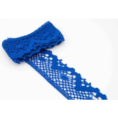 Bavlněná paličkovaná krajka - královská modrá - šířka 3,9 cm – Zboží Dáma