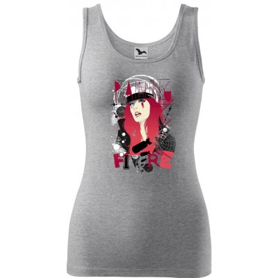 Dobrý Triko dámské tílko s potiskem Raining fire Tmavě šedý melír – Zboží Mobilmania