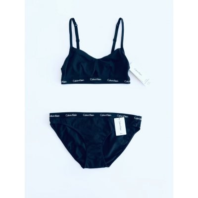 Calvin Klein Crew Black stylová podprsenka Bralette a kalhotky Bikini set 2 ks – Zboží Mobilmania