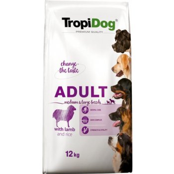 TropiDog Premium Adult Medium & Large lamb & rice 12 kg