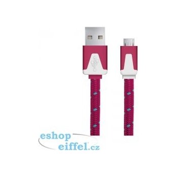 Esperanza EB176PB - 5901299912775 Micro USB 2.0 A-B M/M, opetený, plochý, 1m, růžový