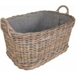 Košíkárna Koš na dřevo ratanový s látkou 68x47 cm – Zboží Dáma