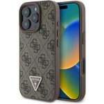 Guess PU 4G Strass Triangle Metal Logo Zadní pro iPhone 16 Pro Brown – Sleviste.cz