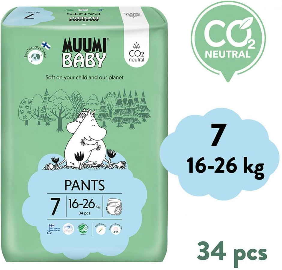 Muumi Baby Pants 7 XL kalhotkové eko 16-26 kg 34 ks