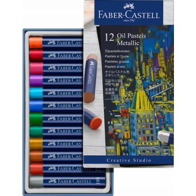 Olejové pastely Faber-Castell Metallic 12 barev – Zboží Mobilmania