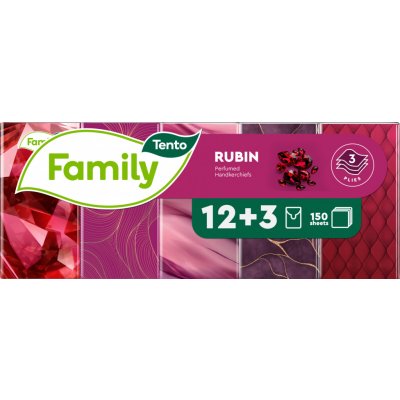 Tento papírové kapesníčky Family Rubin 3-vrstvé 15x10 ks – Zboží Dáma