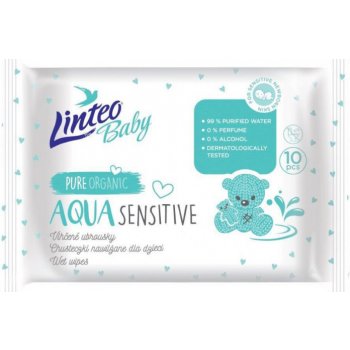 LINTEO BABY Vlhčené ubrousky Aqua sensitive 10 ks