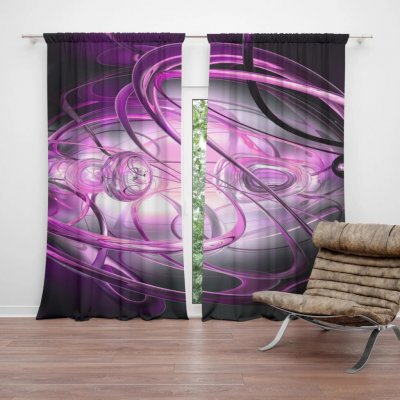 Sablio Závěs Fialová abstrakce: 2ks 140x250cm – Hledejceny.cz