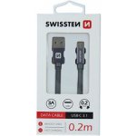 Swissten 71521102 USB 2.0 typ A na C, USB 2.0, zástrčka A - zástrčka C, opletený, 0,2m, šedý – Zboží Mobilmania