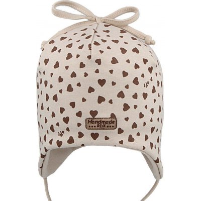 RDX Kojenecká čepice vázací srdíčka béžová – Zbozi.Blesk.cz