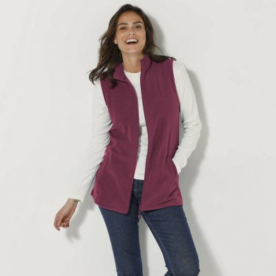 Fleecová vesta na zip švestková – Sleviste.cz