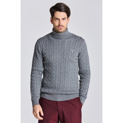 Gant Cotton Cable Turtle Neck šedá