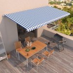 VidaXL Ručně zatahovací markýza 600 x 350 cm modrobílá – Zboží Mobilmania