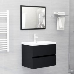 Nábytek XL 2dílná koupelnová sestava černá kompozitní dřevo