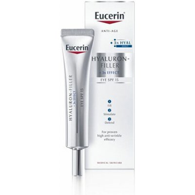 Eucerin Hyaluron-Filler 3x EFFECT Eye Cream SPF 15 - Oční krém proti stárnutí pleti 15 ml