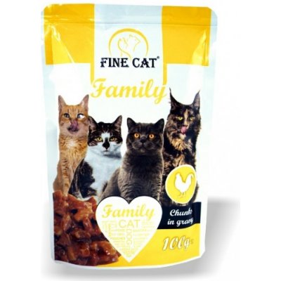 FINE CAT Family s DRŮBEŽÍM v omáčce 100 g