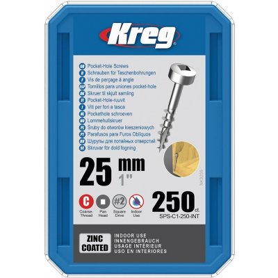 Kreg Zinc Pan-Head Šrouby pro skryté spoje 25 mm, hrubý závit 250 ks – Hledejceny.cz