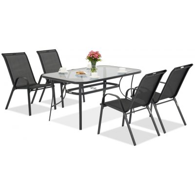 Garden Point Kovový zahradní nábytek Modena/Bitonto pro 4 osoby černý – Hledejceny.cz