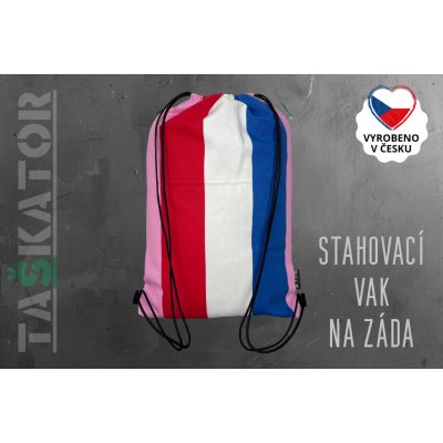 Taškátor stahovací vak na záda svislé pruhy růžová, bílá, červená, modrá – Hledejceny.cz
