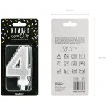 PartyDeco Narozeninová svíčka 4 stříbrná stříbrná 7 cm – Zboží Dáma PartyDeco Narozeninová svíčka 4 stříbrná stříbrná 7 cm – Zboží Dáma