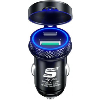 SEFIS Z6 2x USB zásuvka - autonabíječka 30W QC 3.0 USB-A a USB-C Kovová – Hledejceny.cz