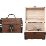 Dřevěná pokladnička na úspory + zámek na dárek 17,5 cm velká – Zboží Dáma