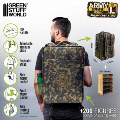 Green Stuff World Camo Army Transport Backpack + Complete Cabinet L Green Stuff World – Zboží Živě