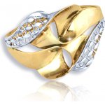 Gemmax Jewelry Výrazný dámský zlatý prsten široký prořezávaný žluto-bílé zlato GLRCN 20861 – Sleviste.cz