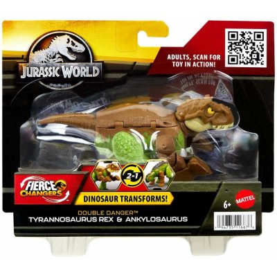 Mattel Jurský svět Dinosaurus s transformací T-REX a ANKYLOSAURUS HLP06 – Zboží Mobilmania