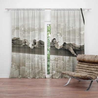 Závěsy Ležící zedníci na traverze: 2 ks - 140x250 cm - Sablio – Hledejceny.cz