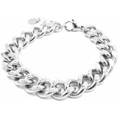 Steel Jewelry náramek dámský masivní s krystalky z chirurgické oceli NR151129