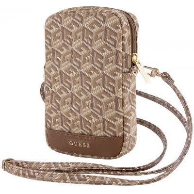 Guess PU G Cube Wallet Phone Bag Zipper, hnědé Taška