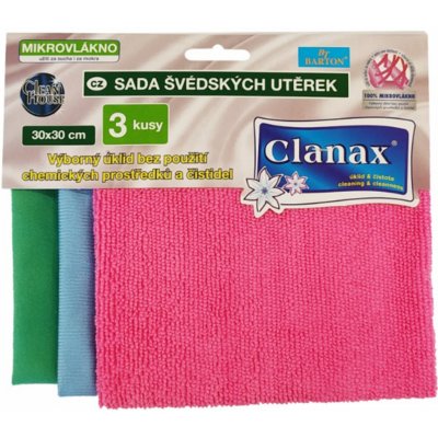 Clanax Švédská utěrka mikrovlákno mix barev 30 x 30 cm 3 ks – Zbozi.Blesk.cz