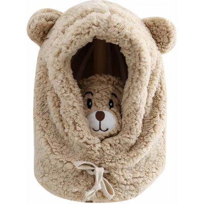 Zimní čepice 2v1 s integrovaným komínem šálou béžová – Zboží Dáma