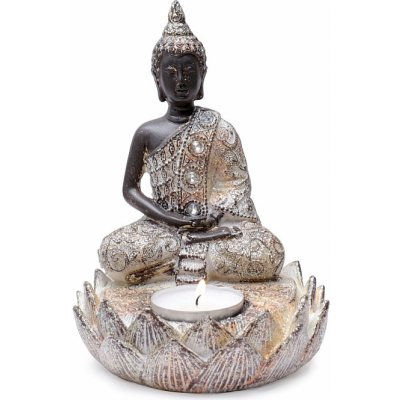 Nefertitis Buddha meditující thajská soška se svícnem pro čajovou svíčku 15 cm - výška cca 15 cm