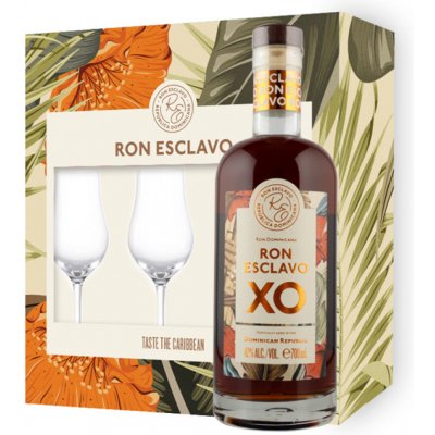 Ron Esclavo XO 42% 0,7 l (dárkové balení 2 sklenice) – Zbozi.Blesk.cz