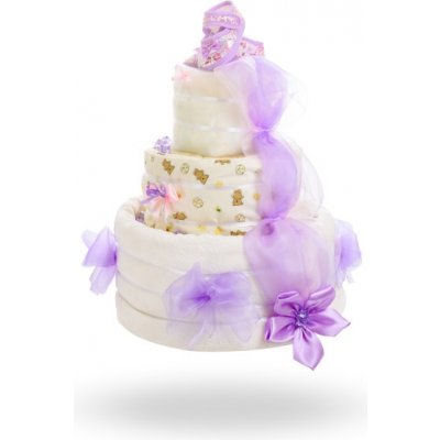 Plenkovky Plenkový dort pro dívky třípatrový žluto fialový – Zboží Dáma