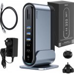 Pouzdro Baseus dokovací stanice 16v1 pro promítání 3 obrazovek s USB-C připojením CN+EU+UK redukce do zásuvky, šedé