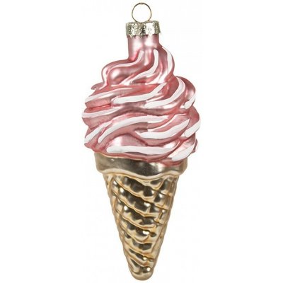 Clayre & Eef Růžovozlatá skleněná ozdoba zmrzlina Ø 7*14 cm – Hledejceny.cz